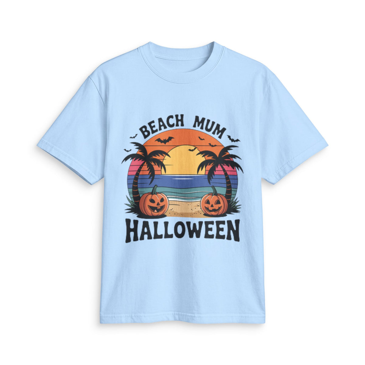 Beach Mum Halloween T-Shirt — Retro Palm Pumpkin Graphic Tee