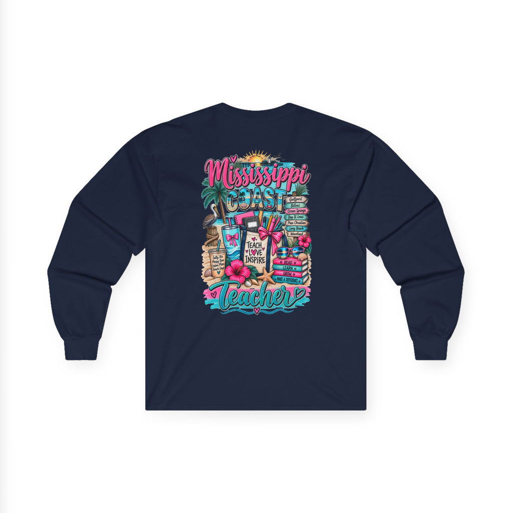 Mississippi Proud Teacher Long Sleeve Tee — Beachy Gulf Coast Teacher Shirt