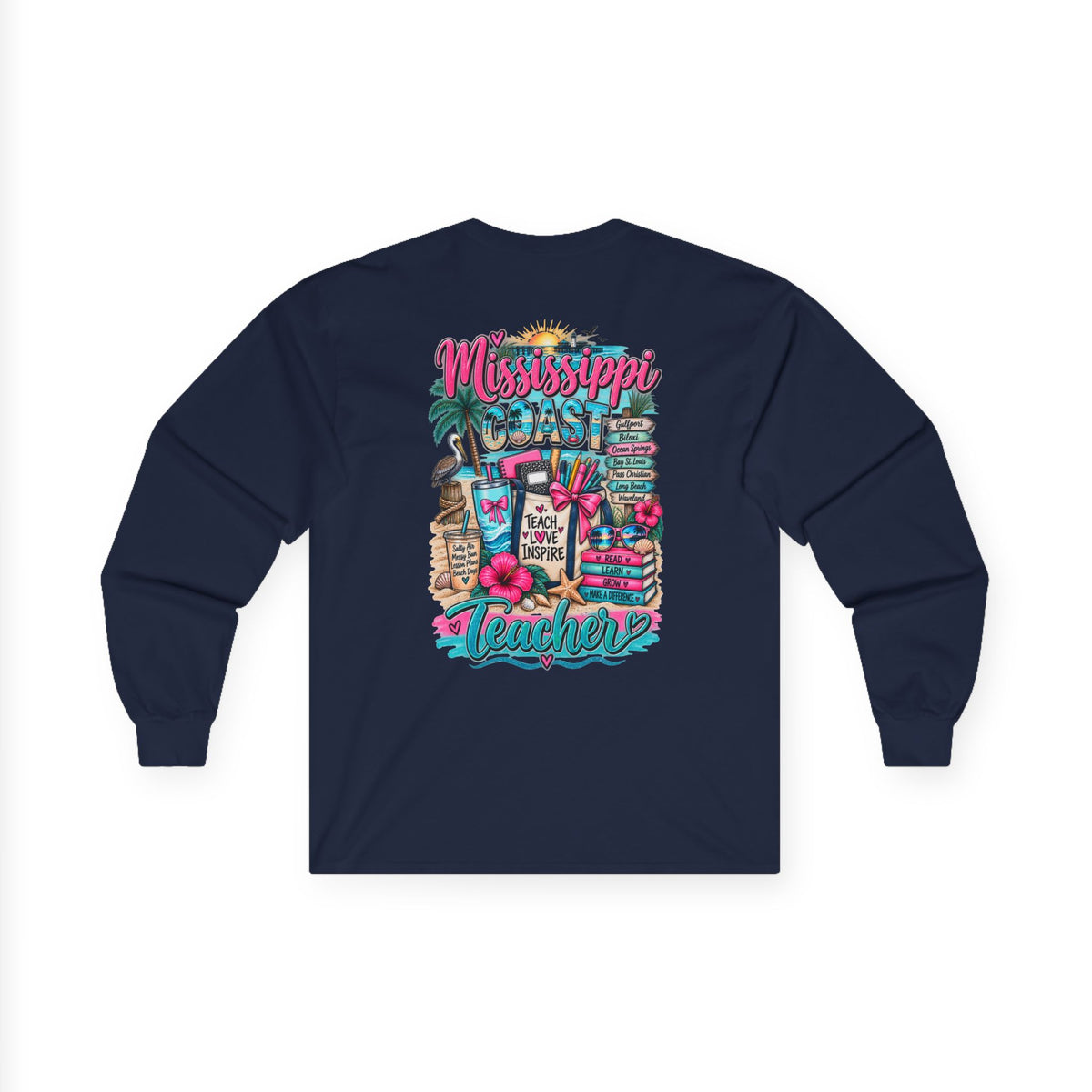 Mississippi Proud Teacher Long Sleeve Tee — Beachy Gulf Coast Teacher Shirt