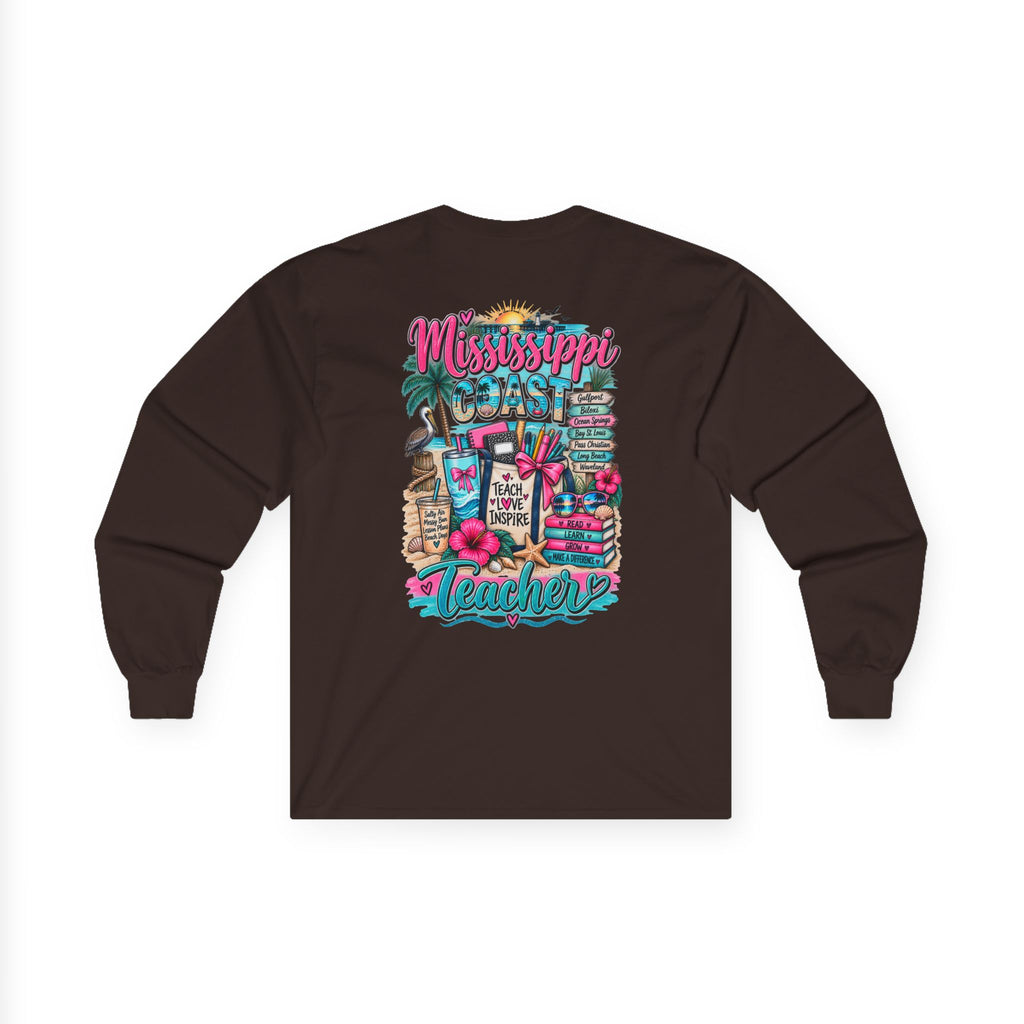 Mississippi Proud Teacher Long Sleeve Tee — Beachy Gulf Coast Teacher Shirt