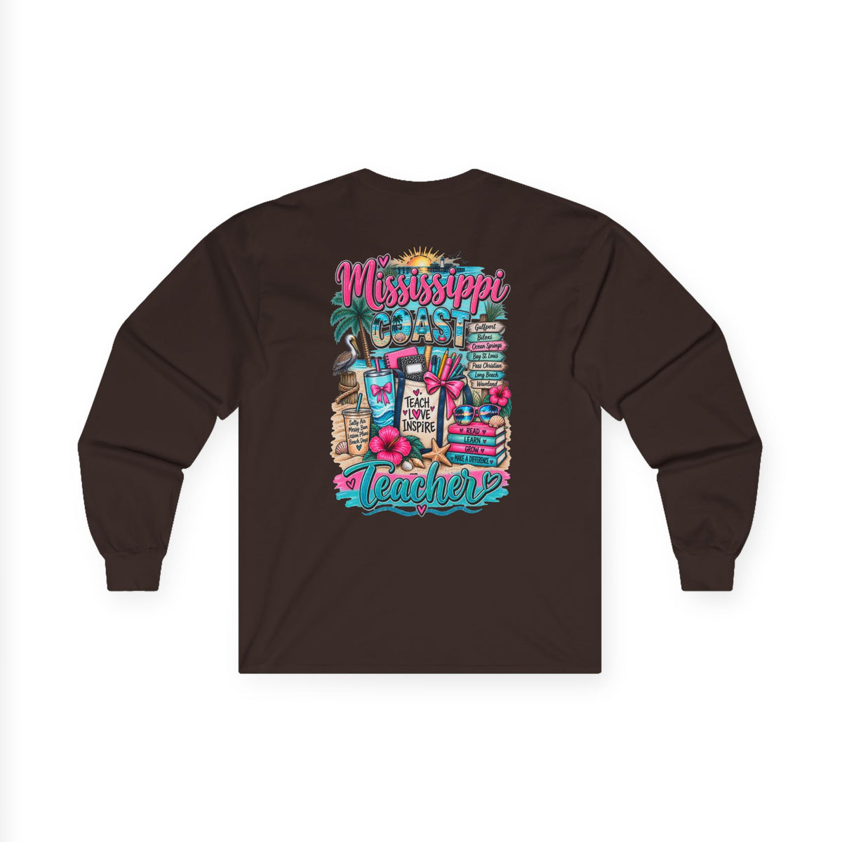Mississippi Proud Teacher Long Sleeve Tee — Beachy Gulf Coast Teacher Shirt