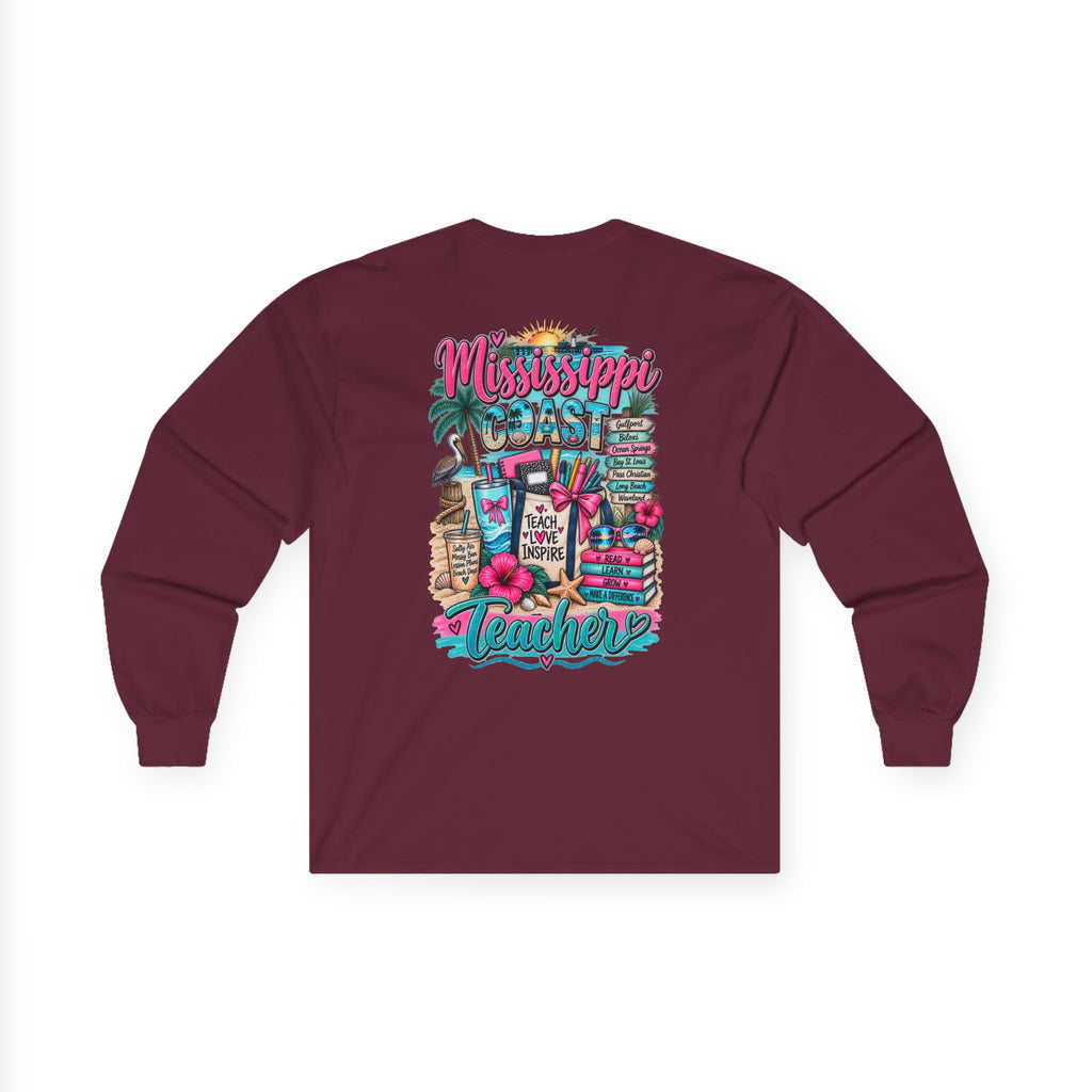 Mississippi Proud Teacher Long Sleeve Tee — Beachy Gulf Coast Teacher Shirt