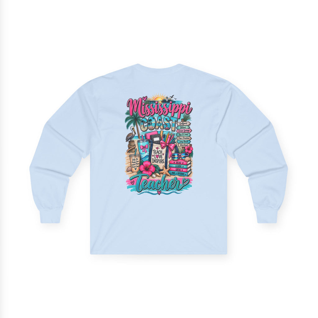 Mississippi Proud Teacher Long Sleeve Tee — Beachy Gulf Coast Teacher Shirt
