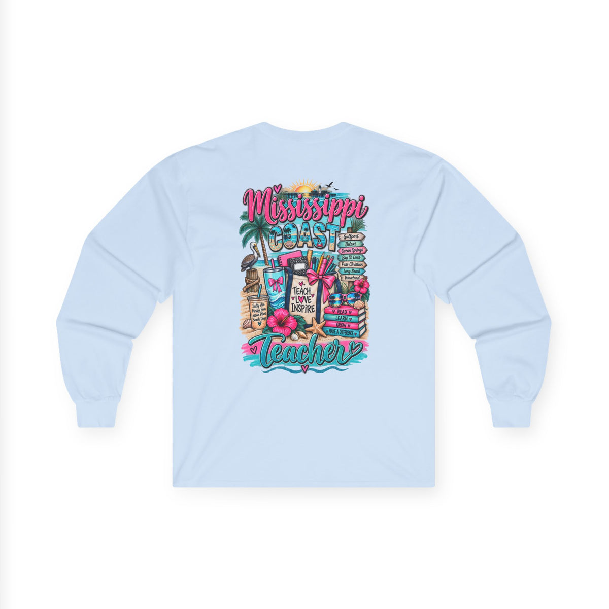 Mississippi Proud Teacher Long Sleeve Tee — Beachy Gulf Coast Teacher Shirt