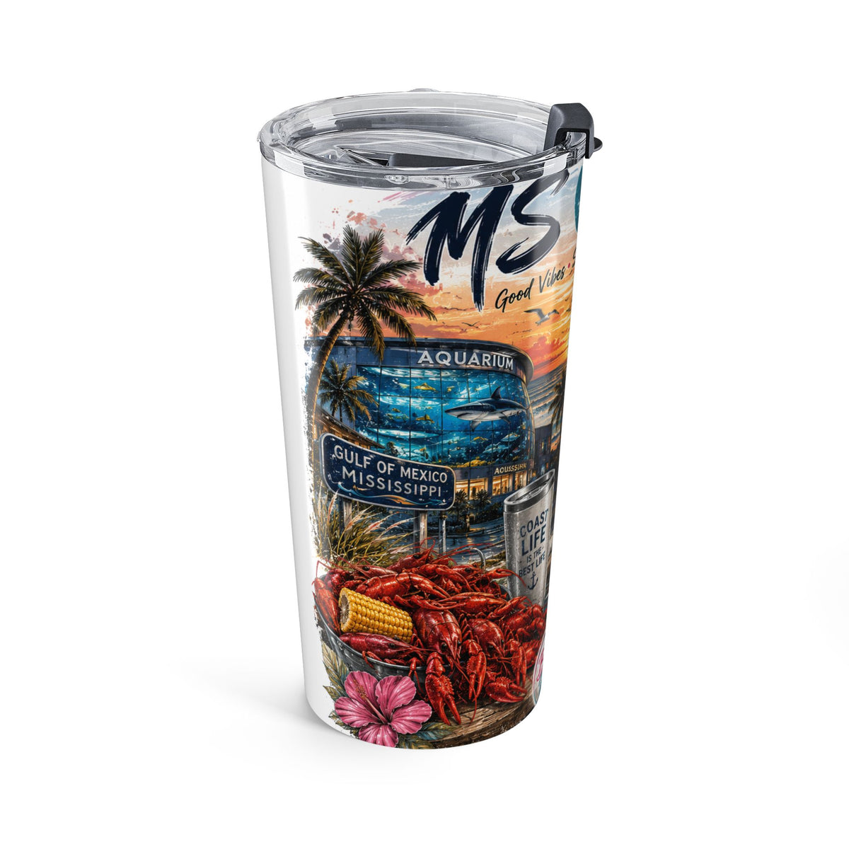 Coastal Vibes 20oz Tumbler — Beach Life Sunset Travel Mug