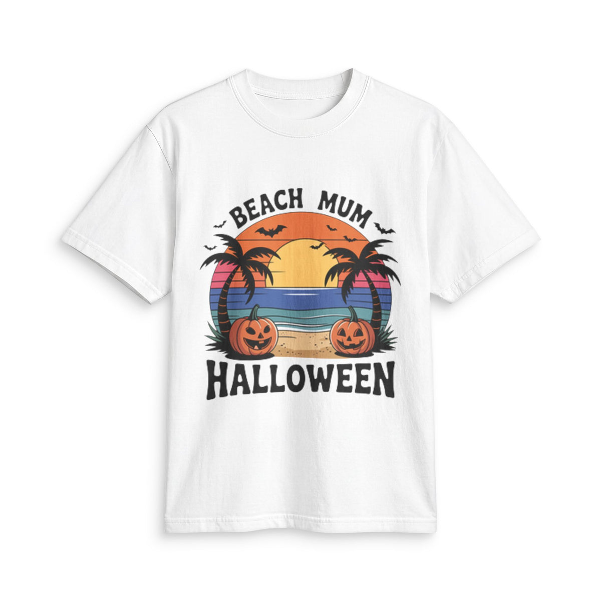 Beach Mum Halloween T-Shirt — Retro Palm Pumpkin Graphic Tee
