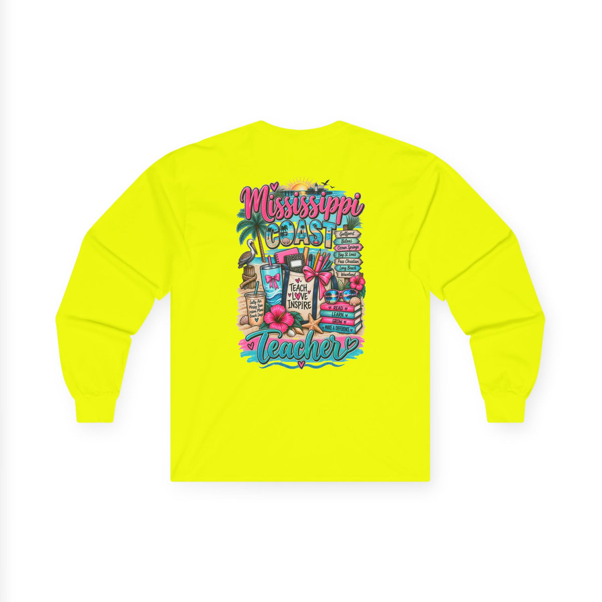 Mississippi Proud Teacher Long Sleeve Tee — Beachy Gulf Coast Teacher Shirt