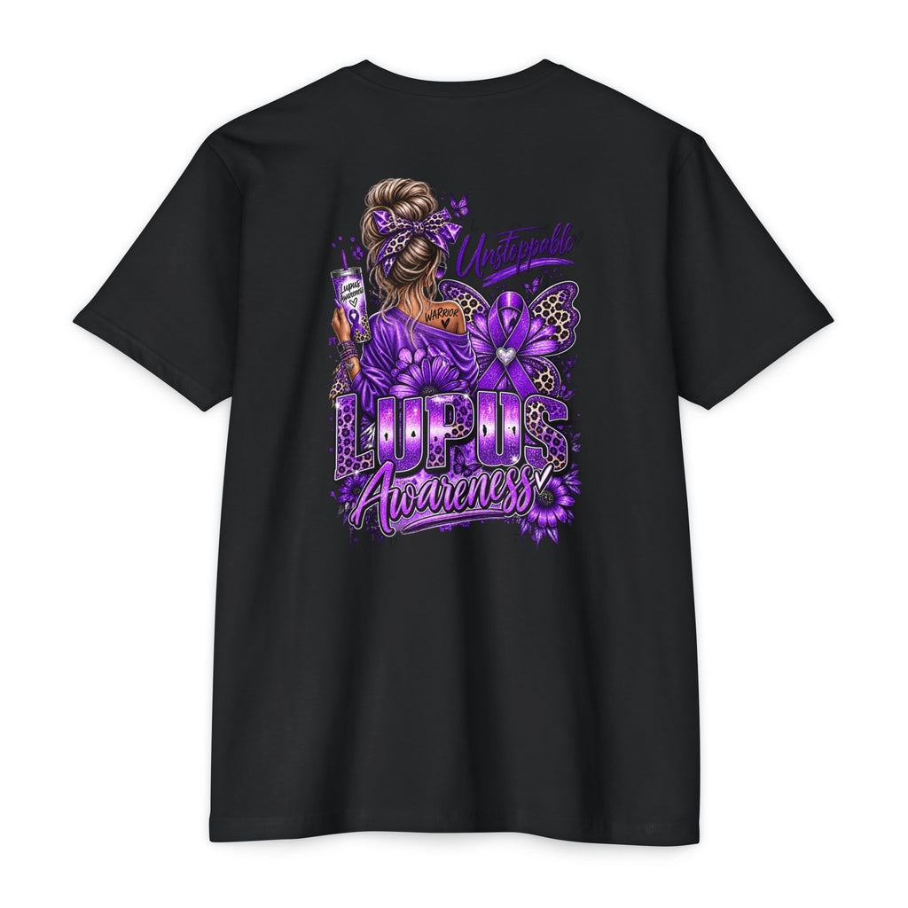 Lupus Awareness T-Shirt — Unstoppable Woman Purple Ribbon Tee