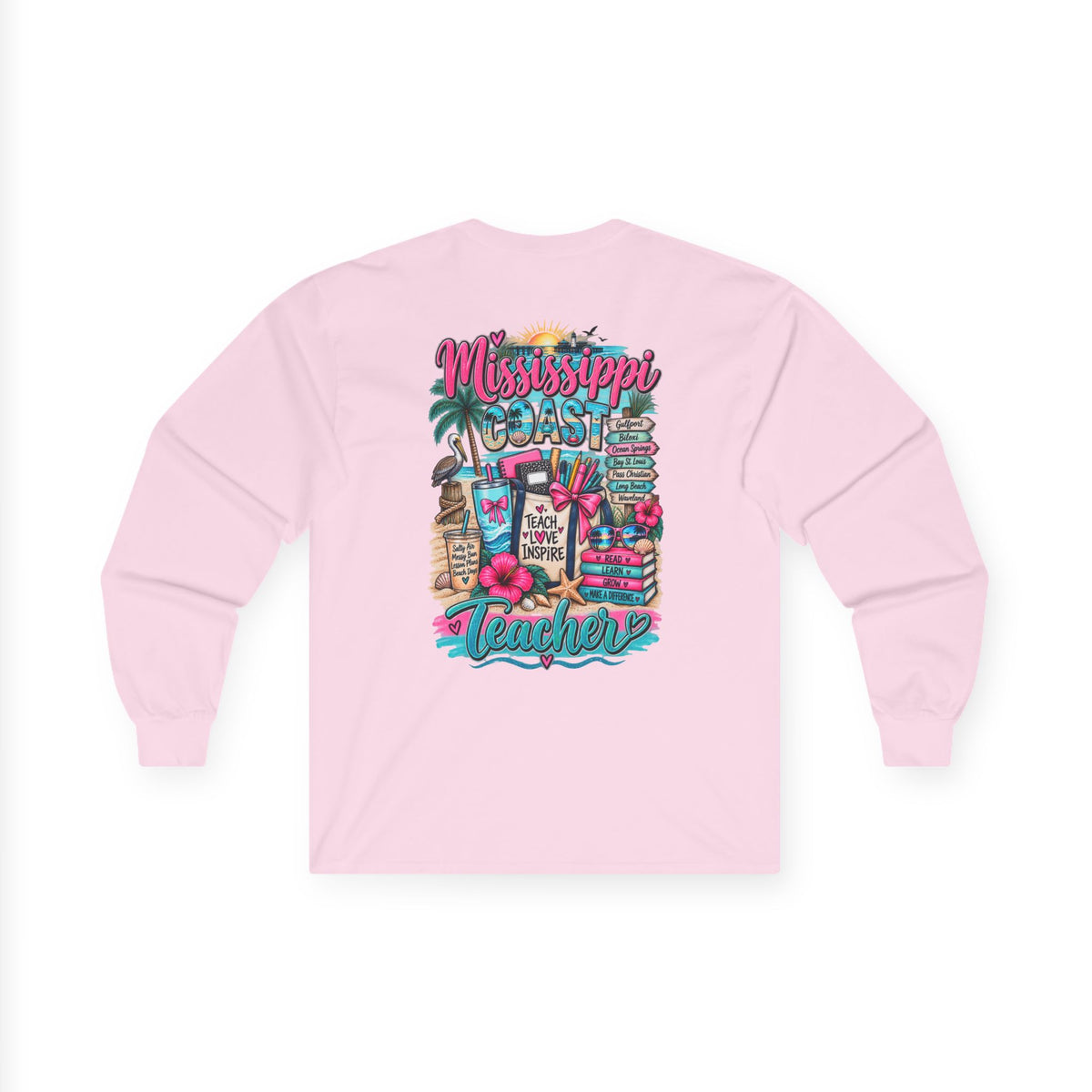 Mississippi Proud Teacher Long Sleeve Tee — Beachy Gulf Coast Teacher Shirt