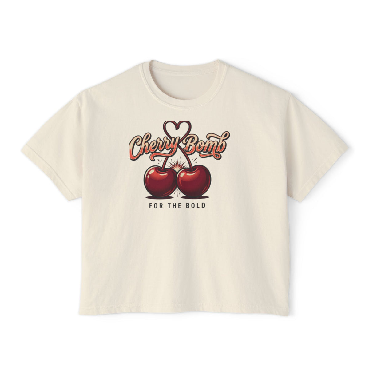 Cherry Bomb Graphic Tee — "Cherry Bomb For The Bold" Women's Boxy T‑Shirt