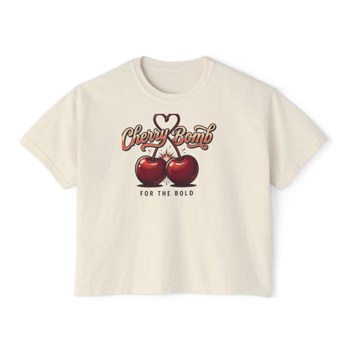 Cherry Bomb Graphic Tee — "Cherry Bomb For The Bold" Women's Boxy T‑Shirt