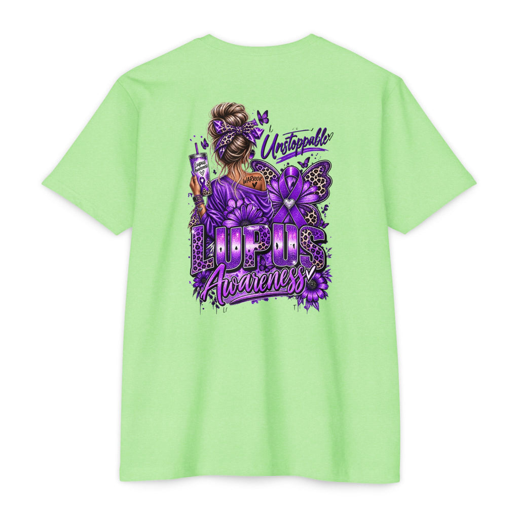 Lupus Awareness T-Shirt — Unstoppable Woman Purple Ribbon Tee