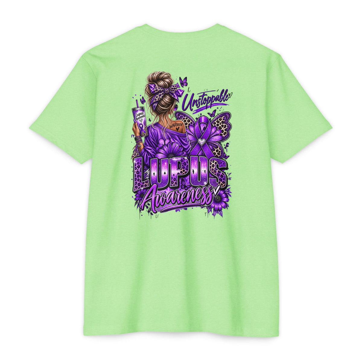 Lupus Awareness T-Shirt — Unstoppable Woman Purple Ribbon Tee