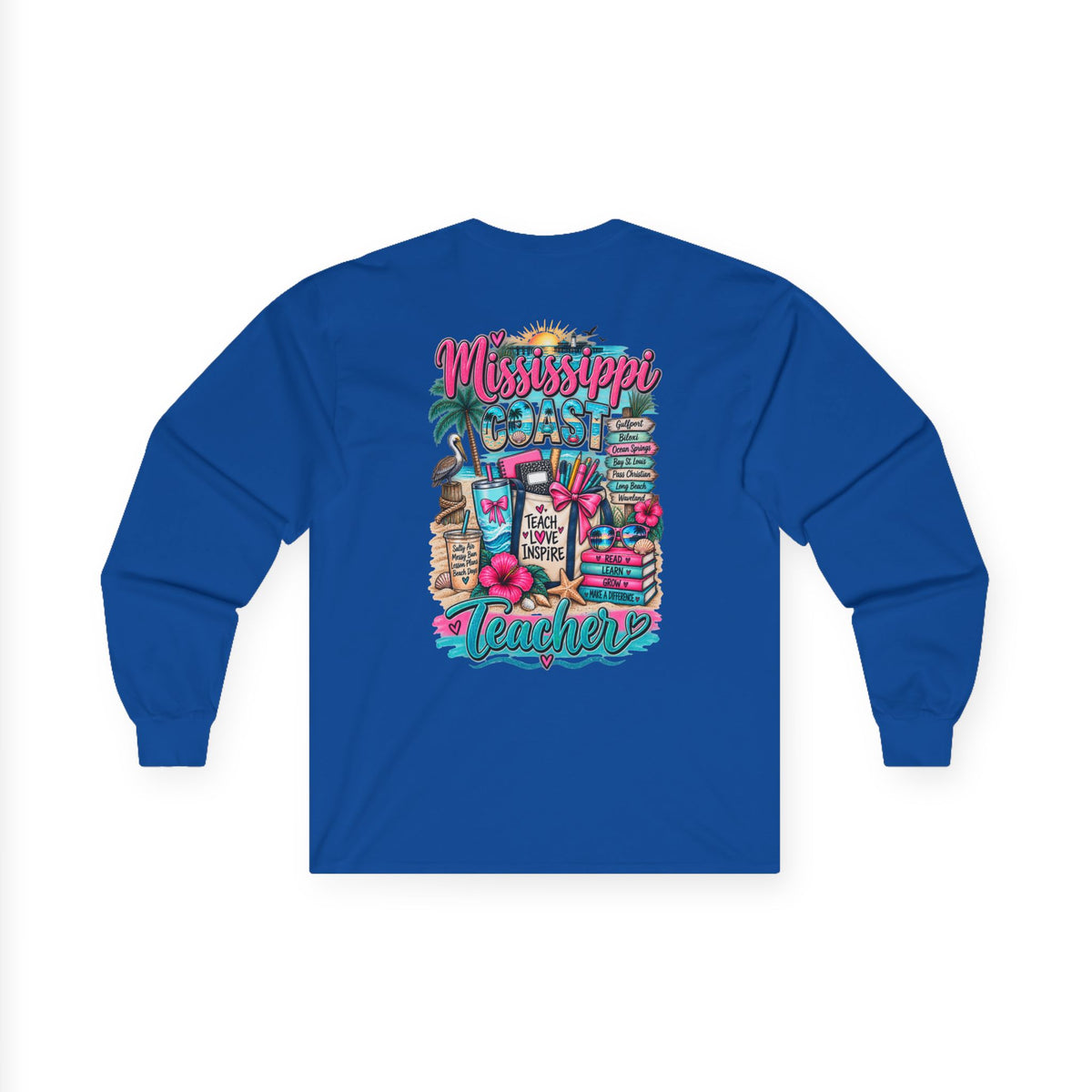 Mississippi Proud Teacher Long Sleeve Tee — Beachy Gulf Coast Teacher Shirt