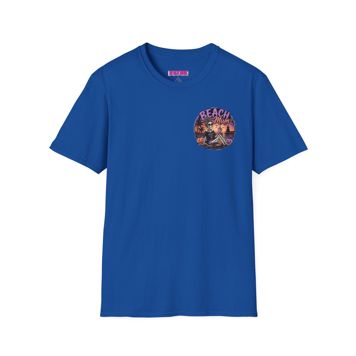 Halloween Beach Mum T-Shirt — Spooky Sunset Bonfire Coastal Mom Tee