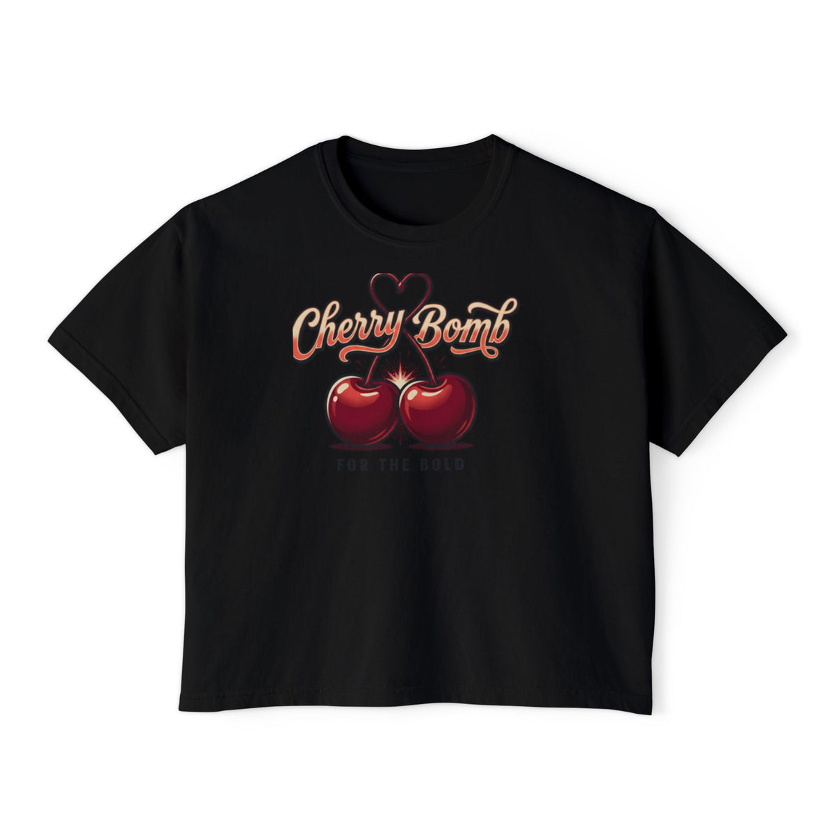 Cherry Bomb Graphic Tee — "Cherry Bomb For The Bold" Women's Boxy T‑Shirt