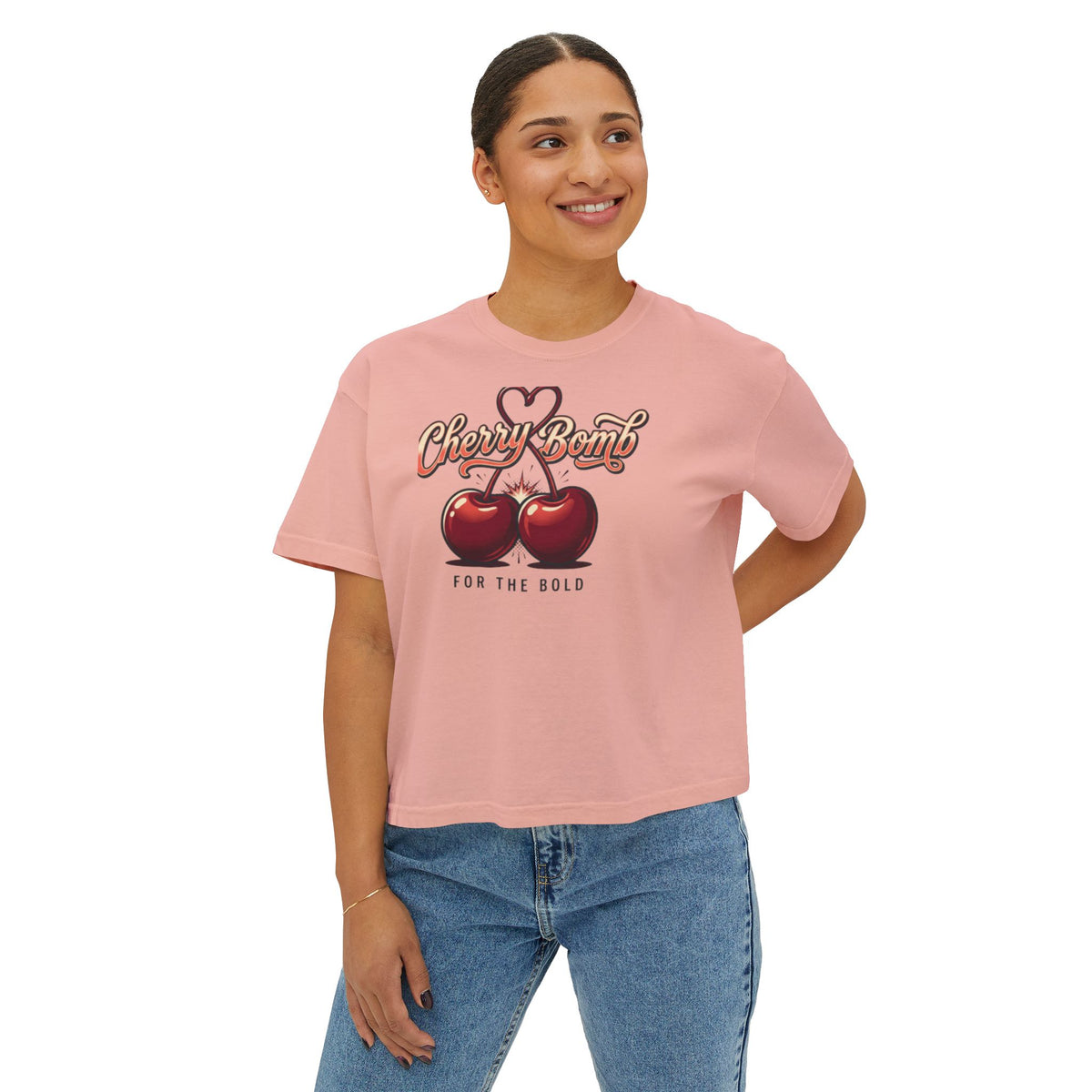 Cherry Bomb Graphic Tee — "Cherry Bomb For The Bold" Women's Boxy T‑Shirt