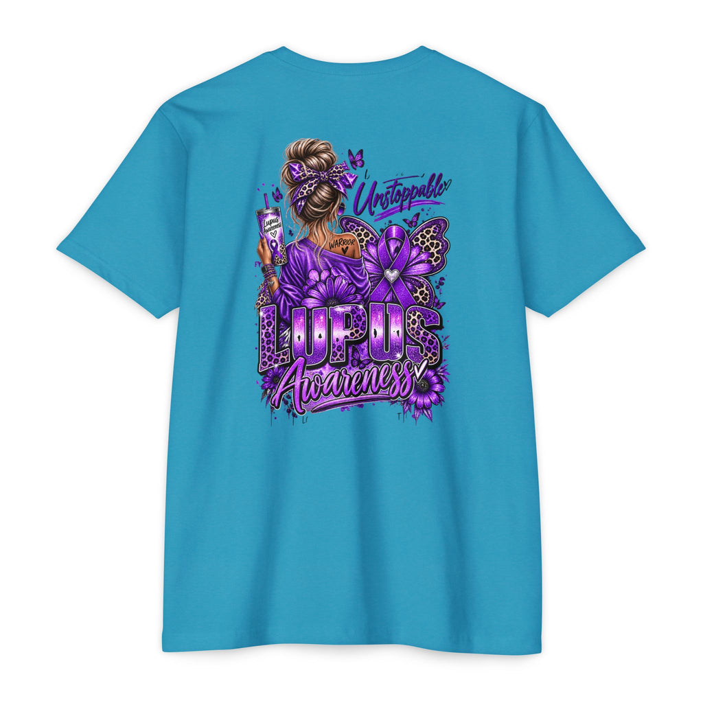 Lupus Awareness T-Shirt — Unstoppable Woman Purple Ribbon Tee