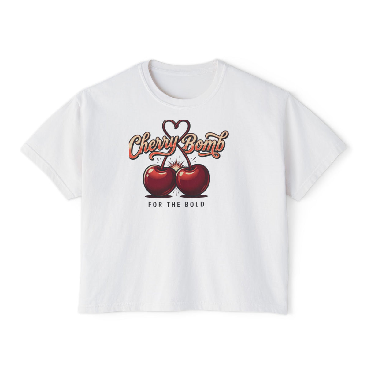 Cherry Bomb Graphic Tee — "Cherry Bomb For The Bold" Women's Boxy T‑Shirt