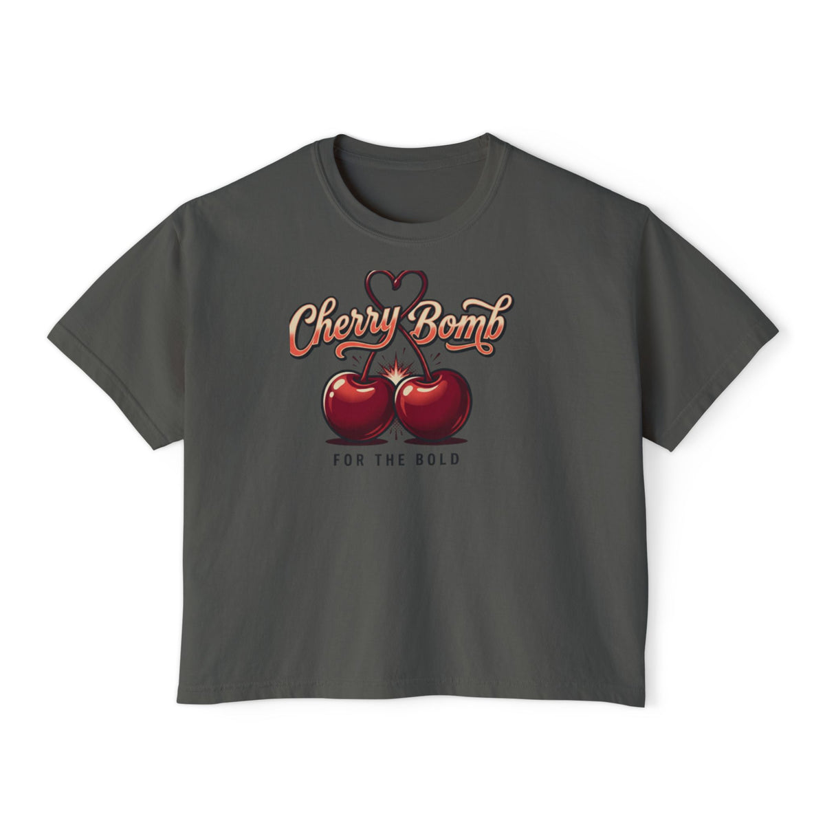 Cherry Bomb Graphic Tee — "Cherry Bomb For The Bold" Women's Boxy T‑Shirt
