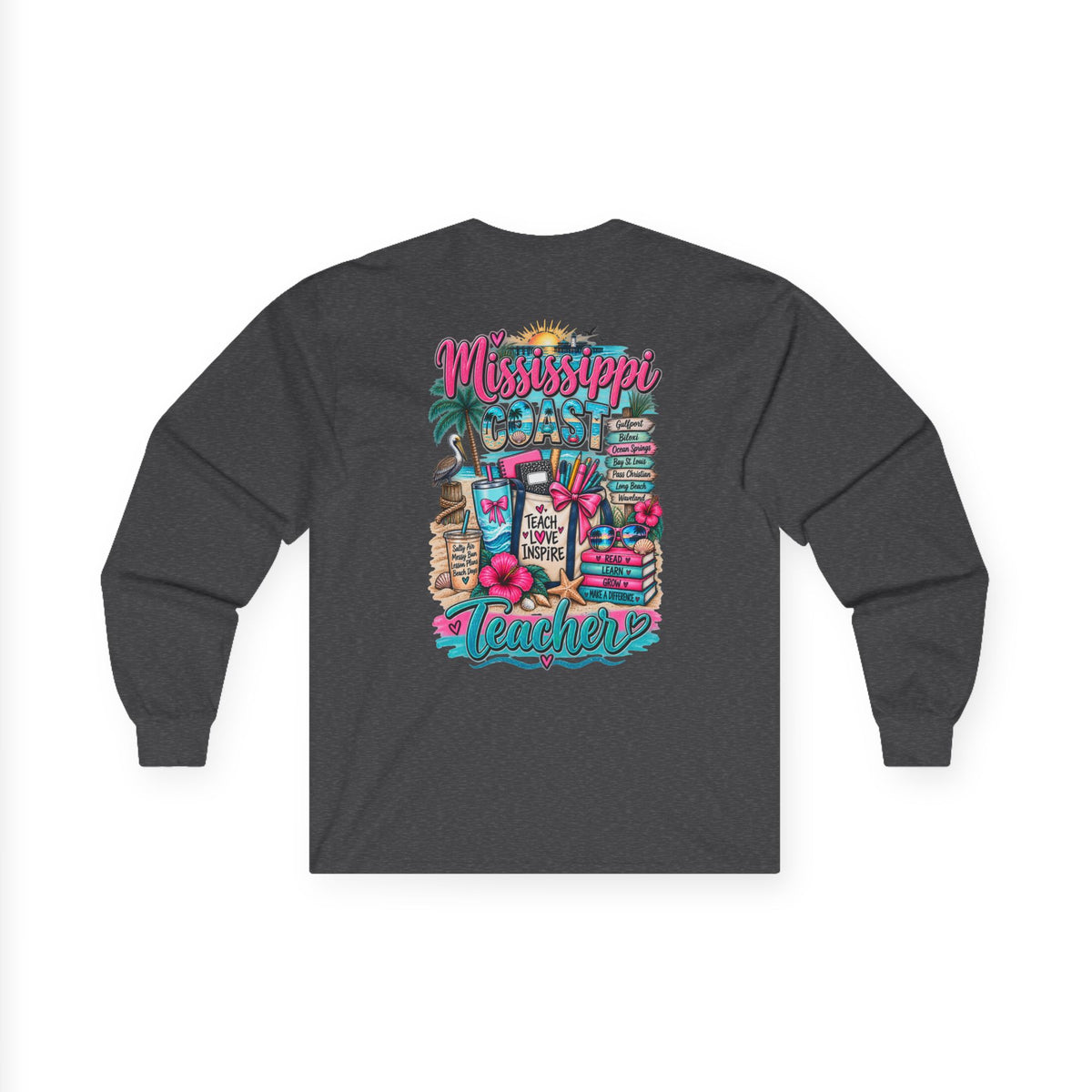 Mississippi Proud Teacher Long Sleeve Tee — Beachy Gulf Coast Teacher Shirt