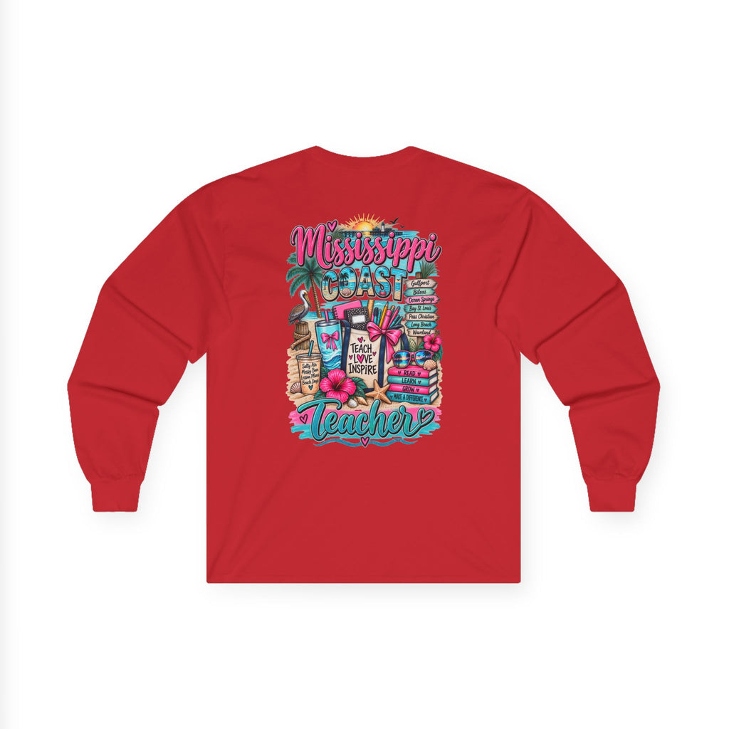 Mississippi Proud Teacher Long Sleeve Tee — Beachy Gulf Coast Teacher Shirt