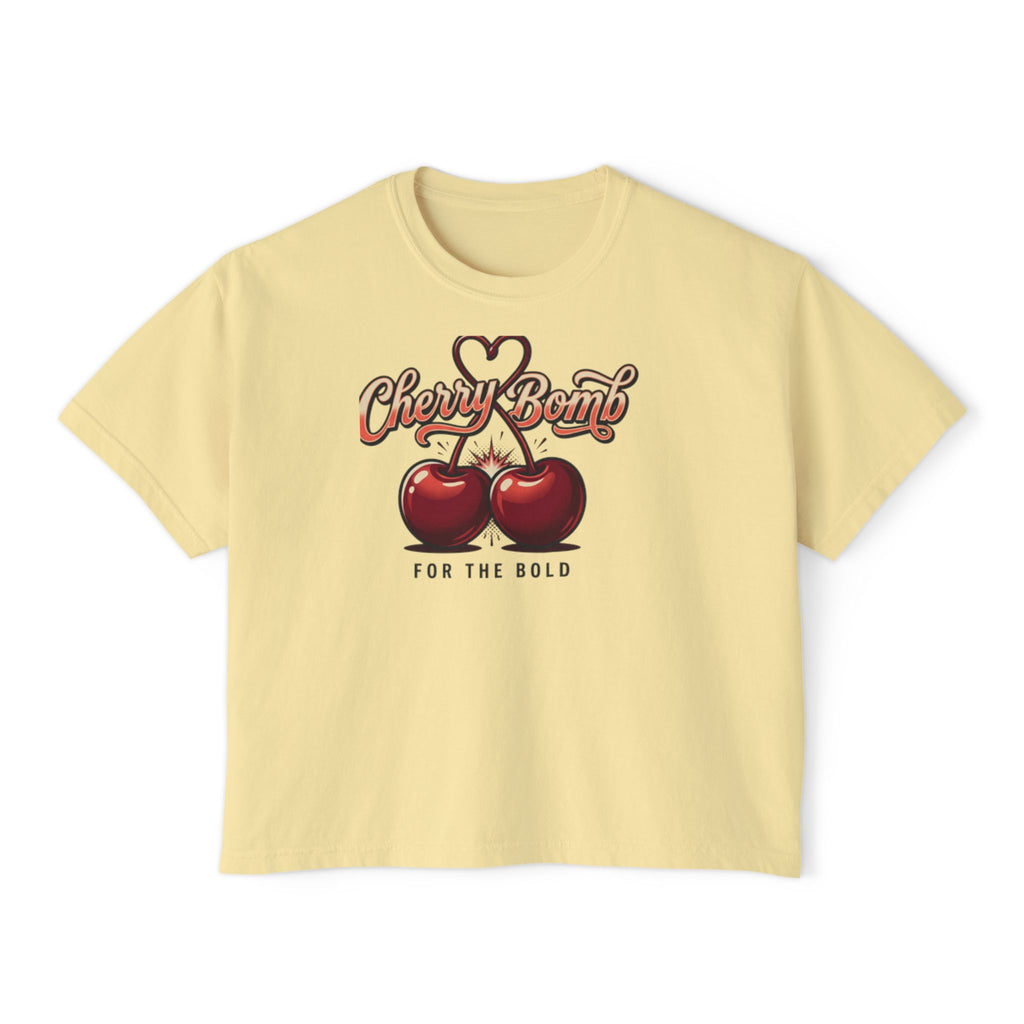 Cherry Bomb Graphic Tee — "Cherry Bomb For The Bold" Women's Boxy T‑Shirt