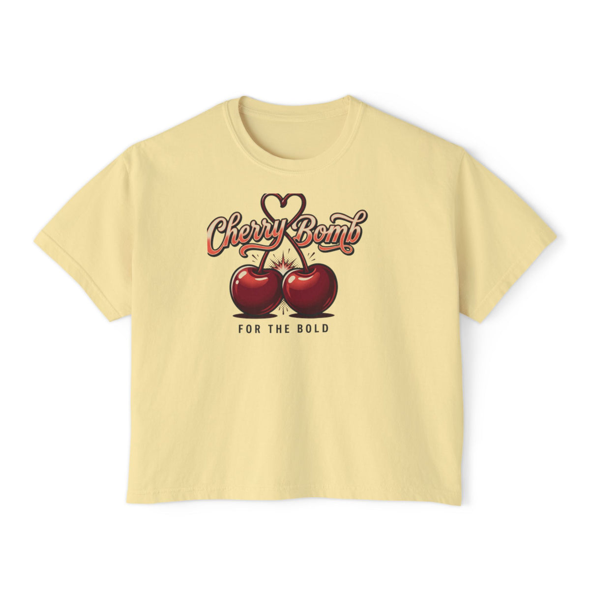 Cherry Bomb Graphic Tee — "Cherry Bomb For The Bold" Women's Boxy T‑Shirt