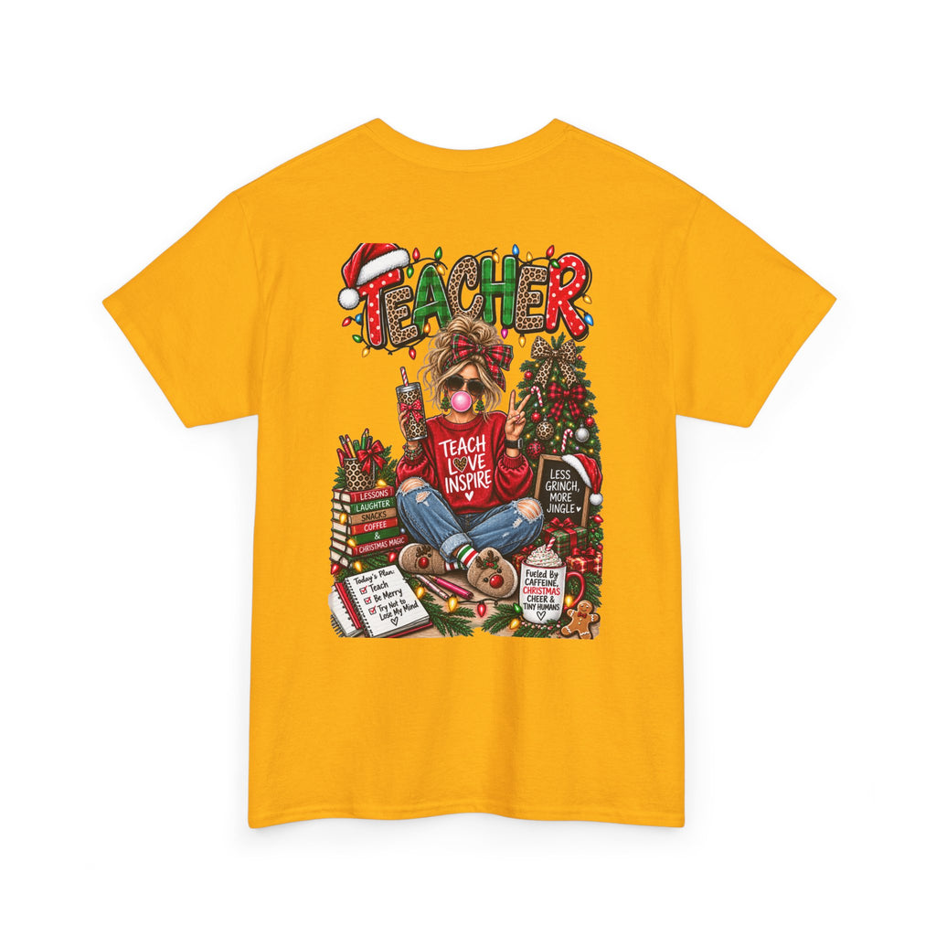 Teacher Christmas T-Shirt — Holiday fun, Teach Love Inspire Holiday Tee