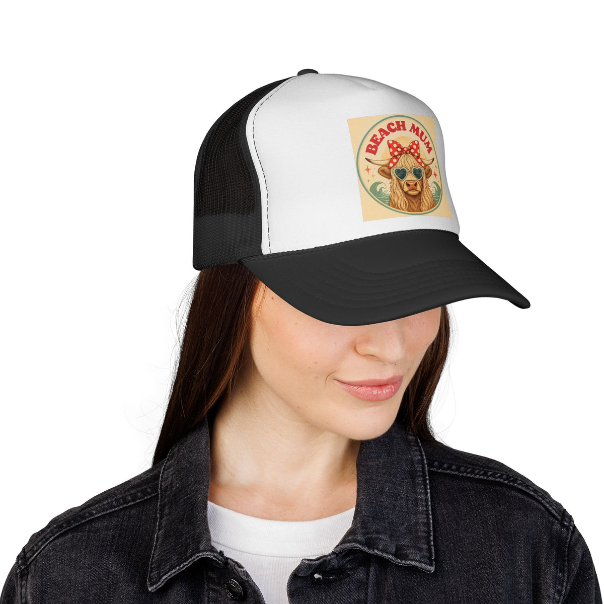 Beach Mum Trucker Cap – Retro Dog Sunglasses Summer Hat