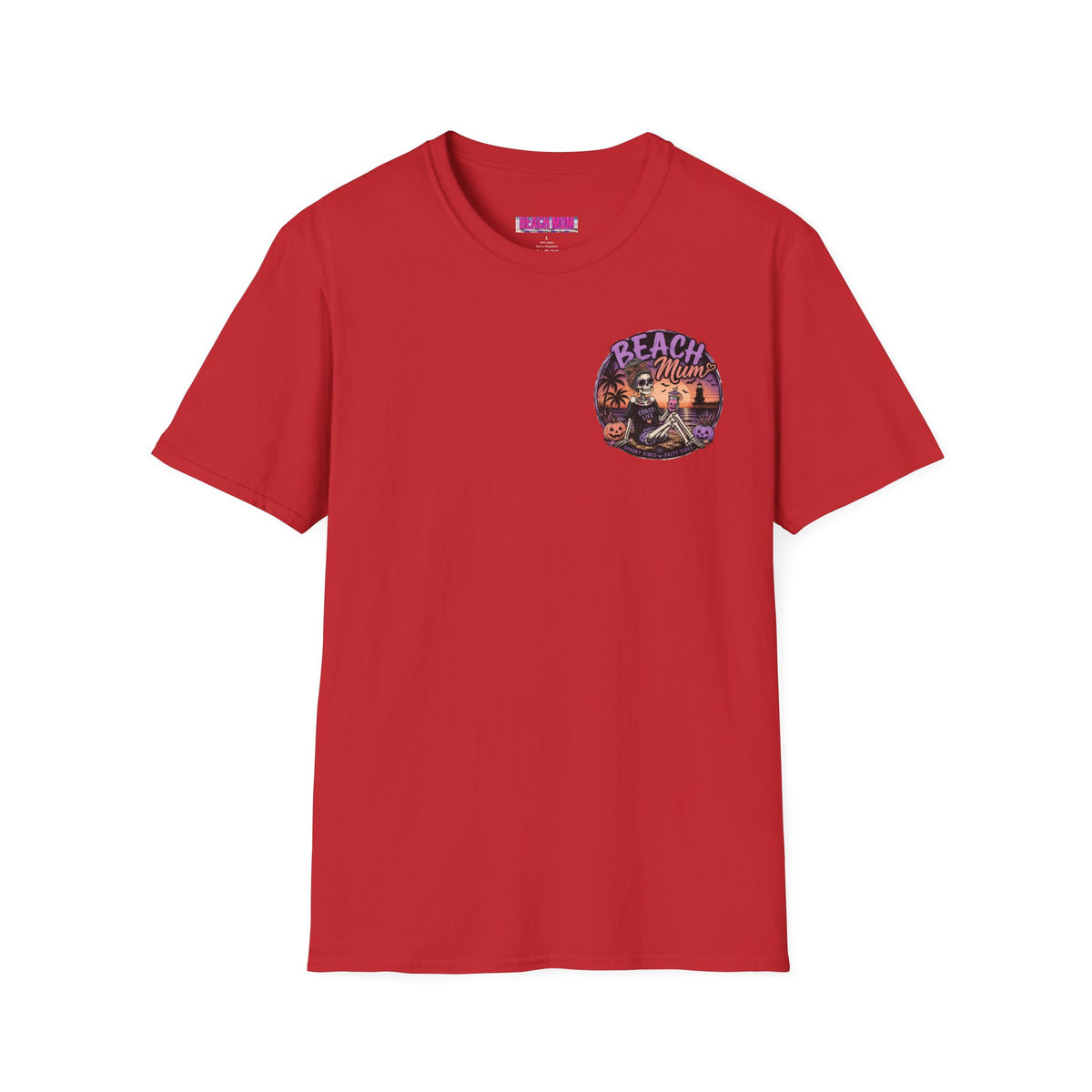 Halloween Beach Mum T-Shirt — Spooky Sunset Bonfire Coastal Mom Tee