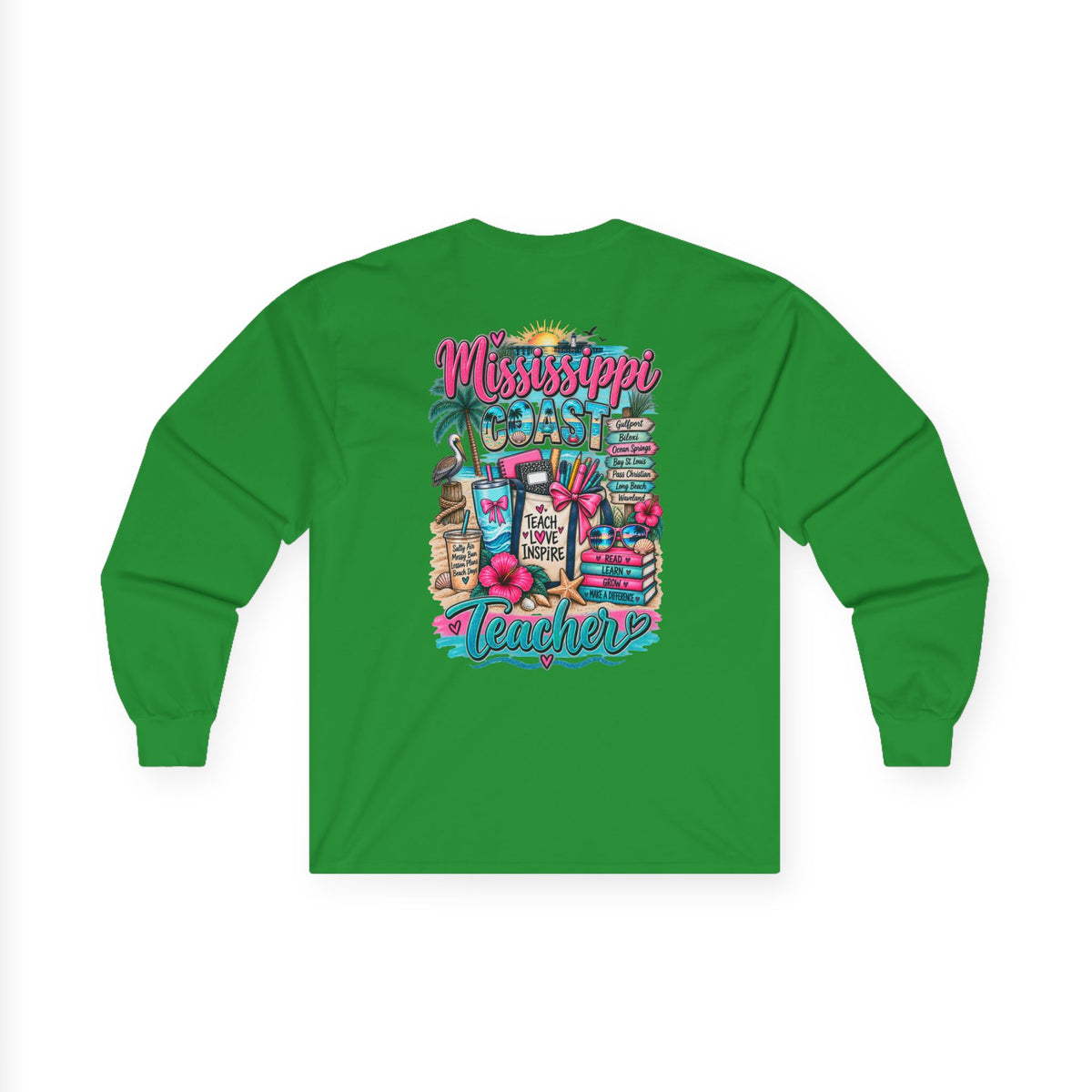 Mississippi Proud Teacher Long Sleeve Tee — Beachy Gulf Coast Teacher Shirt