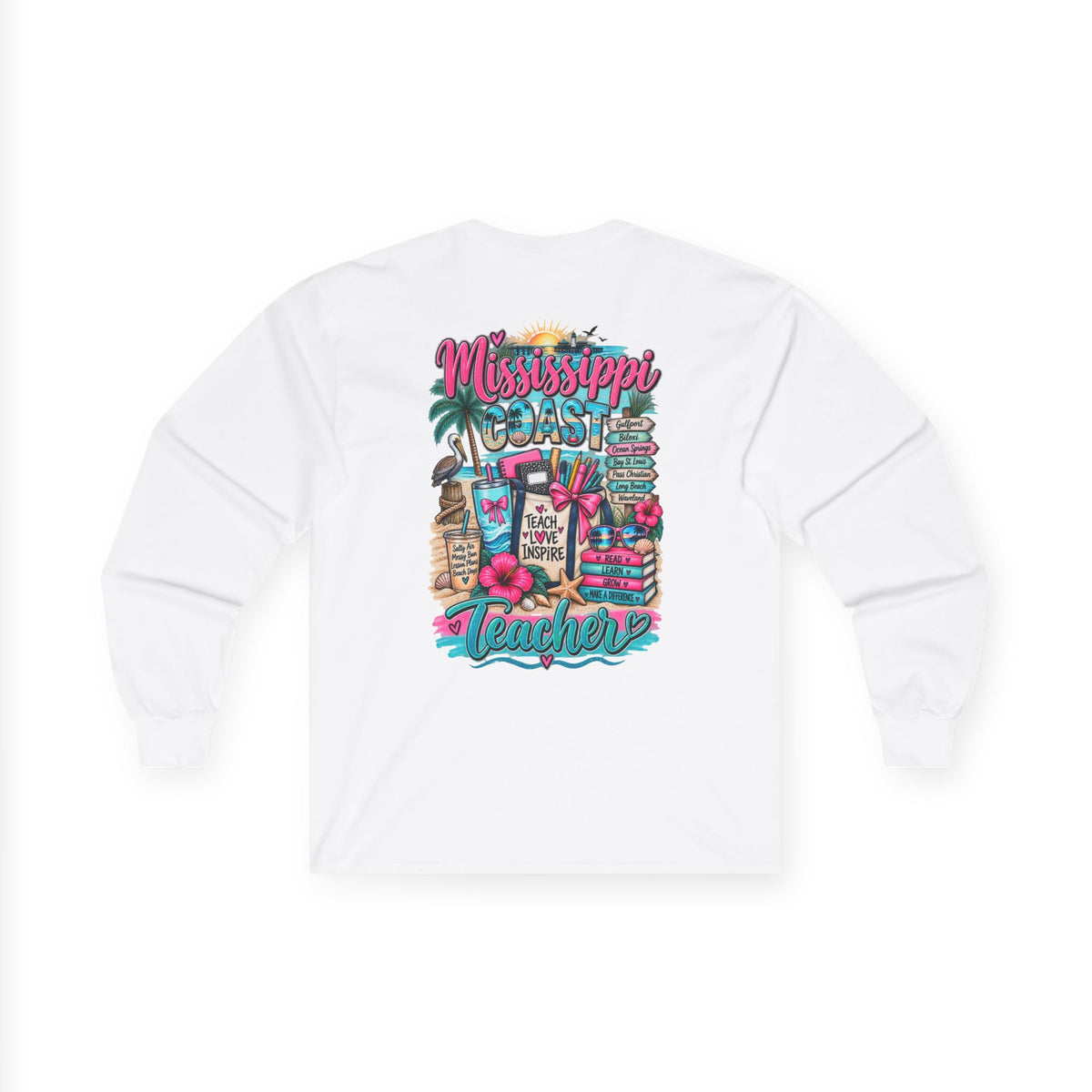 Mississippi Proud Teacher Long Sleeve Tee — Beachy Gulf Coast Teacher Shirt