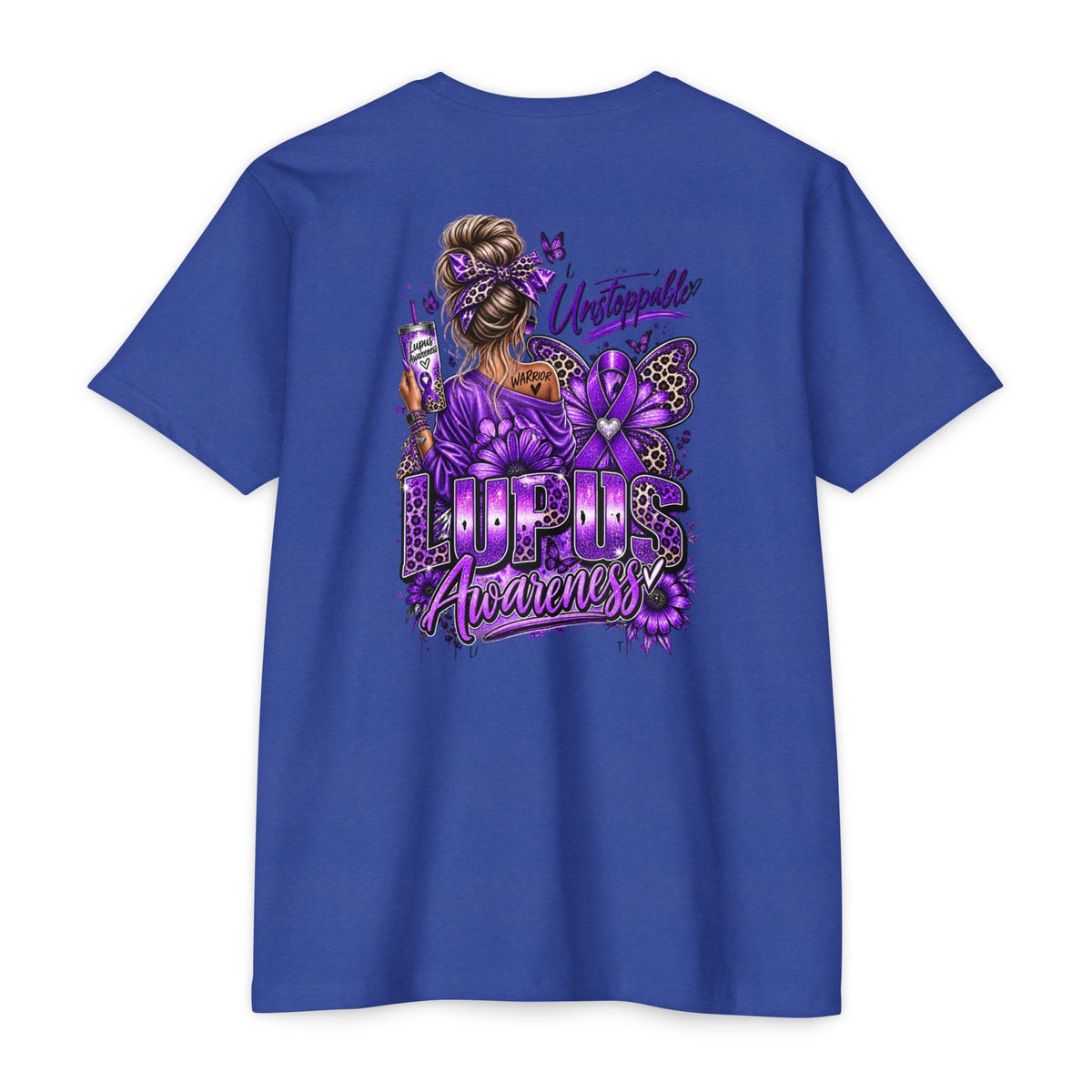 Lupus Awareness T-Shirt — Unstoppable Woman Purple Ribbon Tee