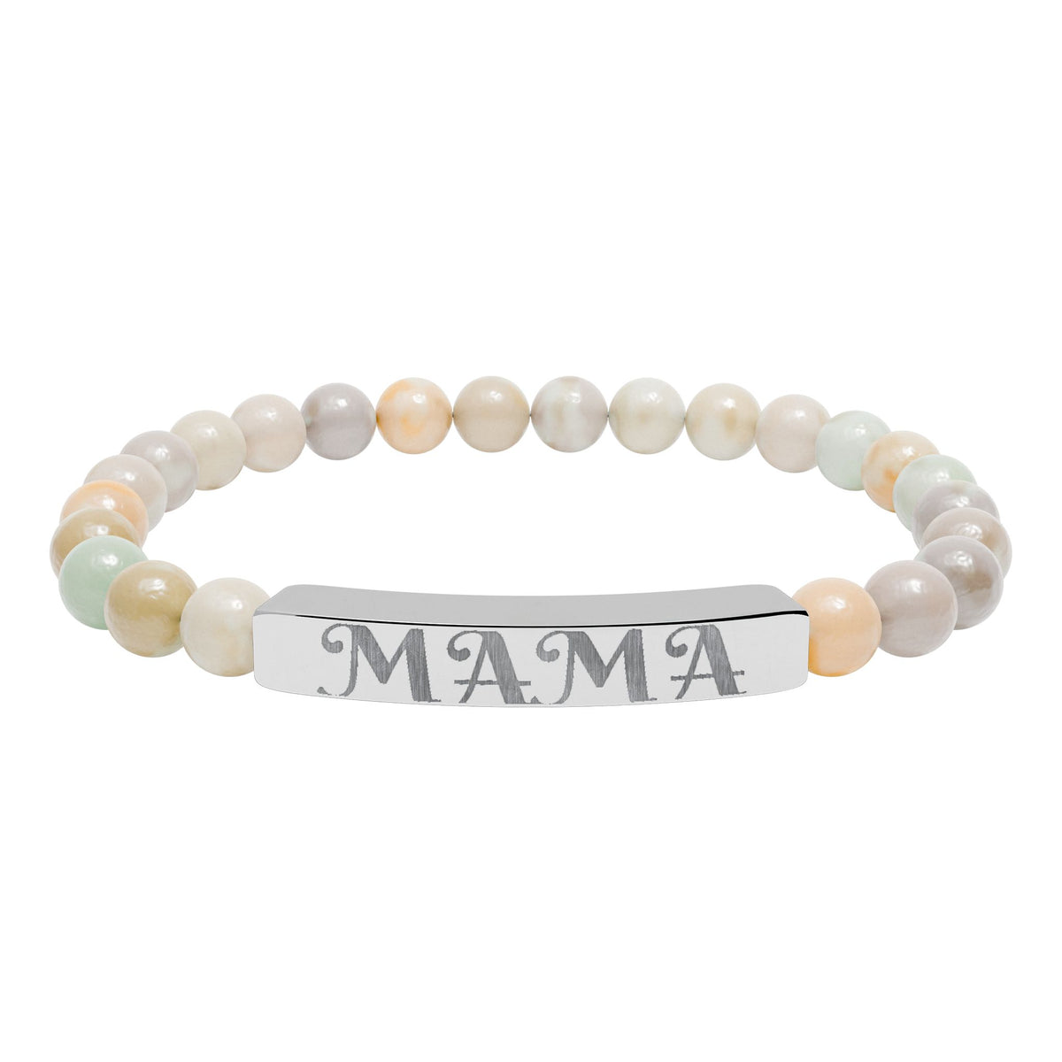 Engraved 'MAMA' Natural Stone Stretch Bracelet