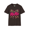 Mama Graphic T-Shirt — Pink Script with Camo Bow