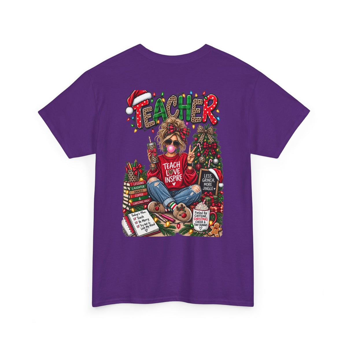 Teacher Christmas T-Shirt — Holiday fun, Teach Love Inspire Holiday Tee