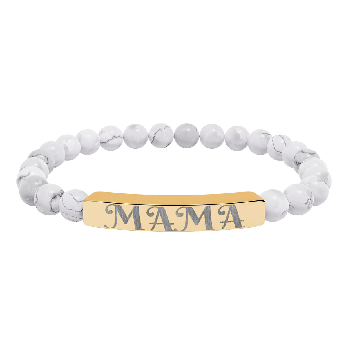 Engraved 'MAMA' Natural Stone Stretch Bracelet