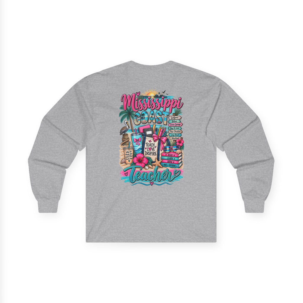 Mississippi Proud Teacher Long Sleeve Tee — Beachy Gulf Coast Teacher Shirt