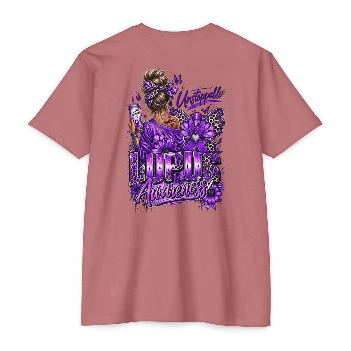 Lupus Awareness T-Shirt — Unstoppable Woman Purple Ribbon Tee