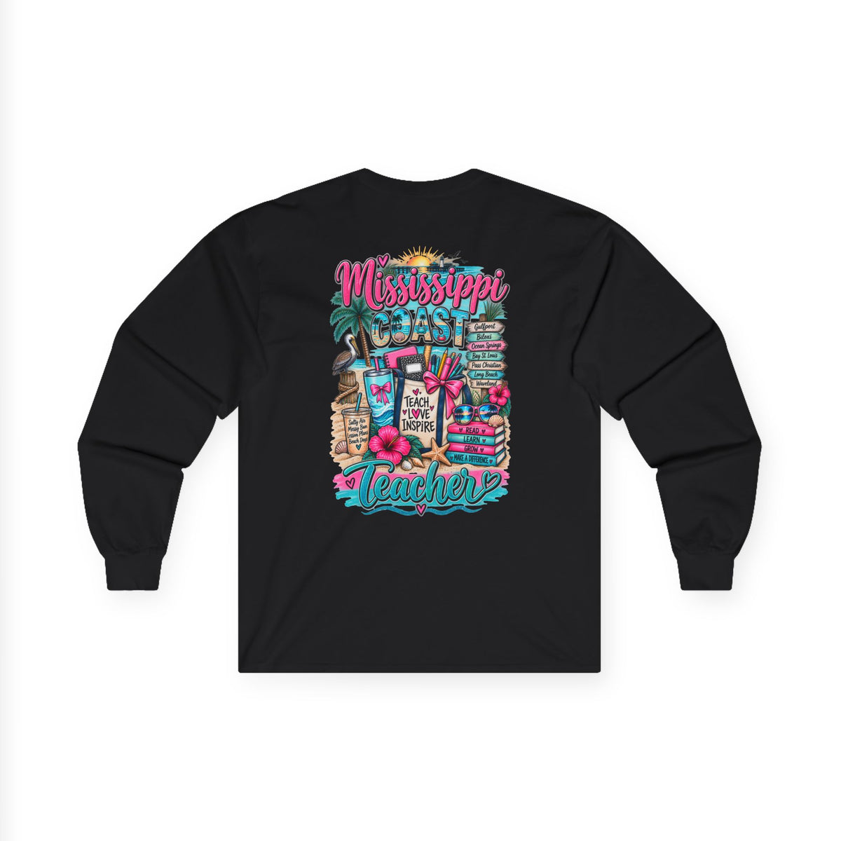 Mississippi Proud Teacher Long Sleeve Tee — Beachy Gulf Coast Teacher Shirt