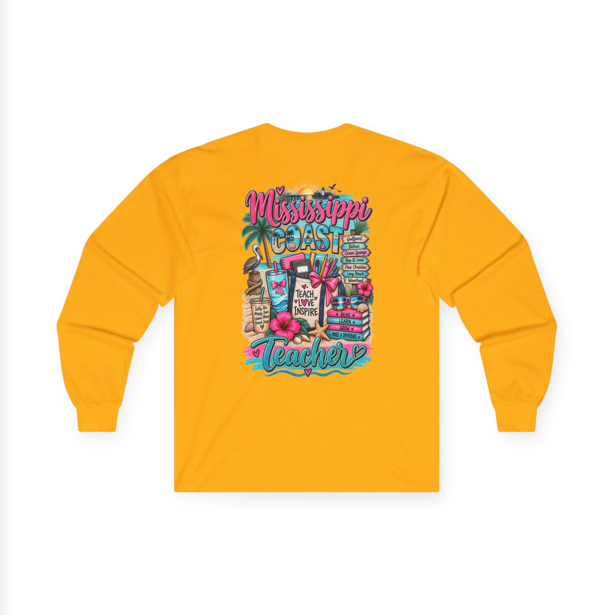 Mississippi Proud Teacher Long Sleeve Tee — Beachy Gulf Coast Teacher Shirt