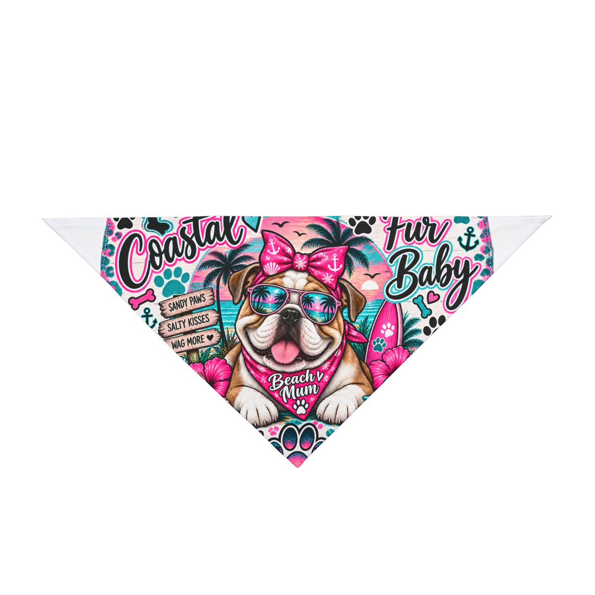 Coastal Fur Baby Pet Bandana — Beachy Bulldog Design