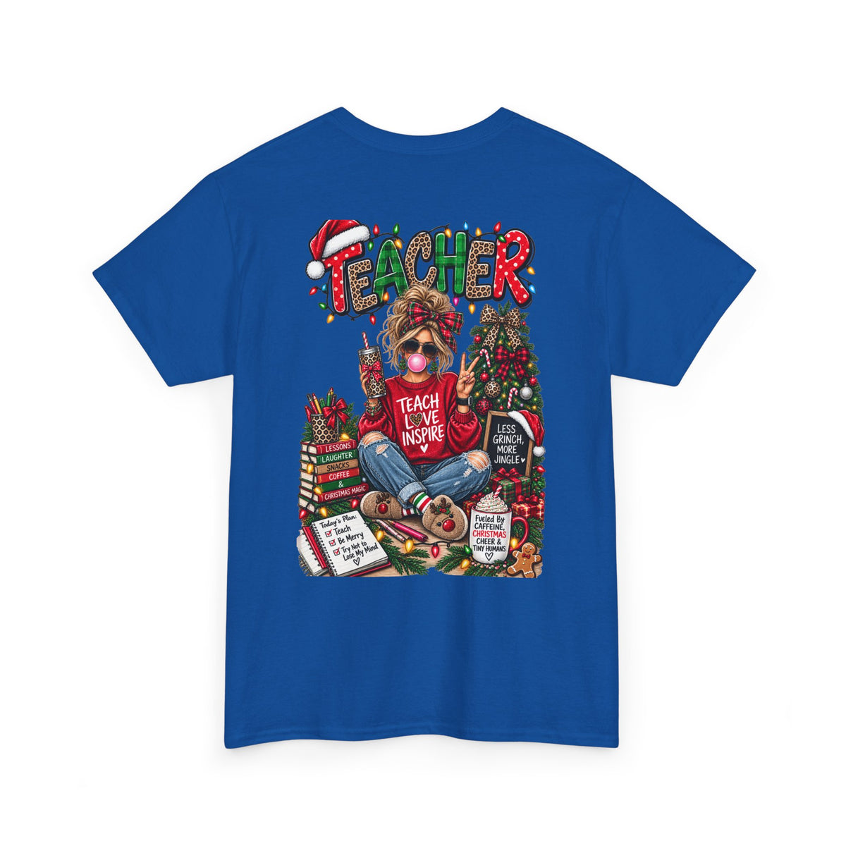 Teacher Christmas T-Shirt — Holiday fun, Teach Love Inspire Holiday Tee