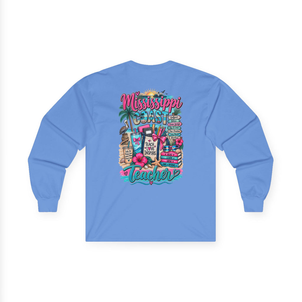Mississippi Proud Teacher Long Sleeve Tee — Beachy Gulf Coast Teacher Shirt