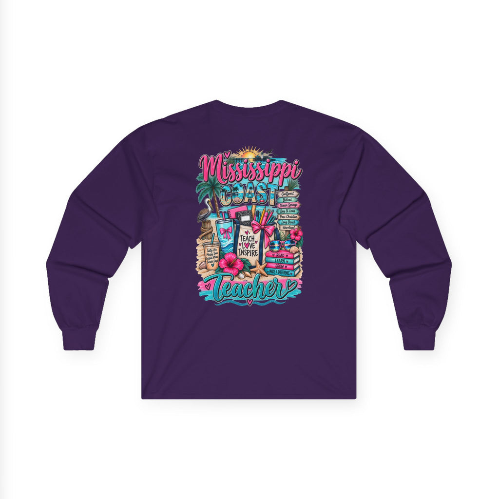 Mississippi Proud Teacher Long Sleeve Tee — Beachy Gulf Coast Teacher Shirt