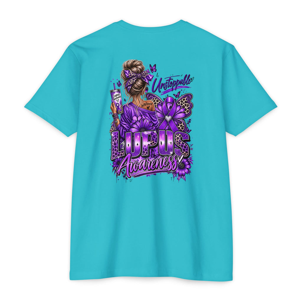 Lupus Awareness T-Shirt — Unstoppable Woman Purple Ribbon Tee